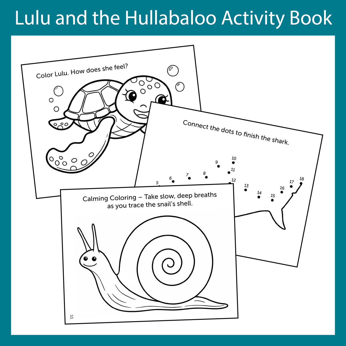Lulu activity book SEL pages including emotions wheel and calm-down toolkit